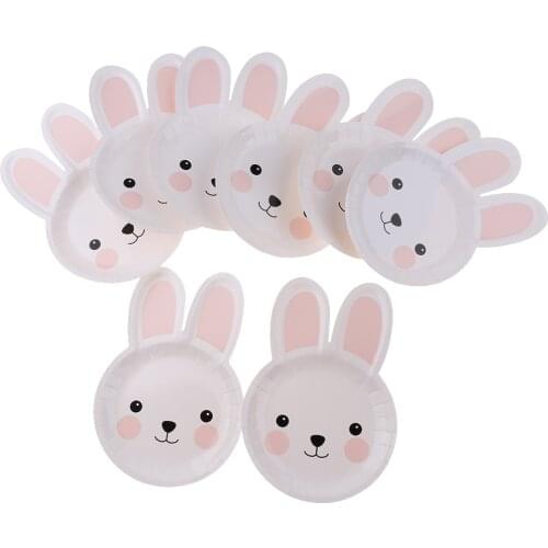 Pack of 8pcs Easter Holiday Bunny Disposable Plates Party Table Decor for putting slice cakes cupcakes muffins