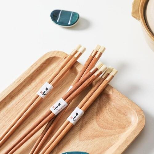 2Pairs/Lot Janpanese Style Solid Wood Chopsticks Crafted Tableware Sushi Natural Handmade Chopsticks Home Restaurant Supplier