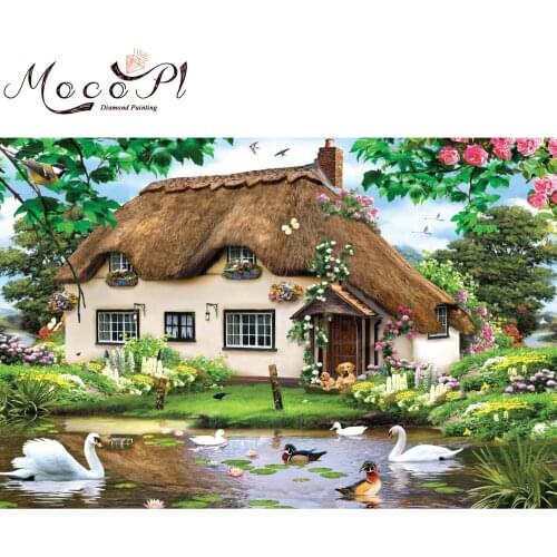 Scenery,Diamond painting,5D,Full,Village,Diamond Embroidery,Round/Square,Needlework,Cross Stitch,DIY,Mosaic,Gift,Home Decor,Art