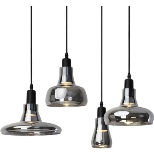 Smoky Glass Led Pendant Lights Modern Kitchen Hanging Lamps Dining Room Light Fixtures Bedroom Cafe Bar Home Industrial Decor