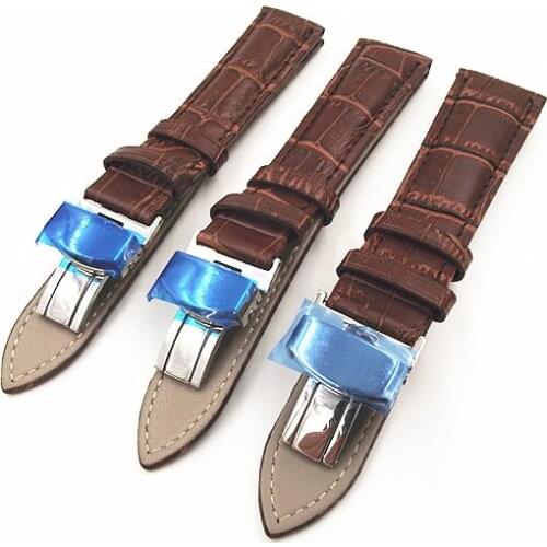 Wholesale 10pcs/lot 18MM 20MM 22MM genuine leather Watch band watch strap waterproof leather stainless steel buckle brown color