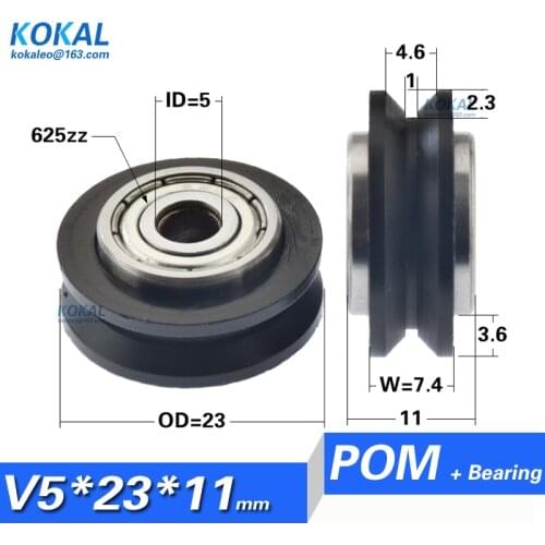 Free Shipping 10PCS V groove 625zz bearing roller wheel POM caoted 3D printer V Type roller double bearing pulley