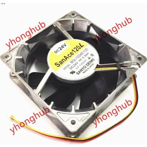 SANYO DENKI 9GL1224E105 DC 24V 0.34A 120x120x38mm 3-wire Server Cooling Fan