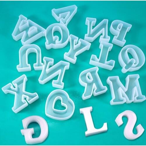 DIY Crystal Epoxy Silicone Mould English Alphabet Letters Handmade Jewelry Pendants Mold Chocolate Making Tool