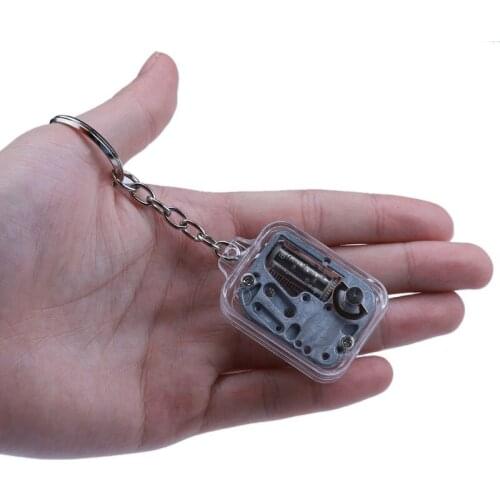 Unique Mini Pocketed Music Box With Keychain Small Music Box Portable Acrylic Mini Music Box No Need Battery For Outdoor Tarvel