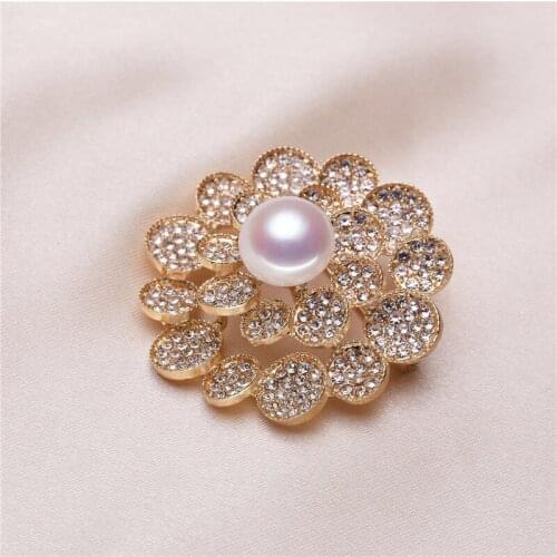 Gorgeous Flower DIY Brooch Pin Mountings Findings Settings Base Women Accessories for Pearls Agate Jade Crystal Beads