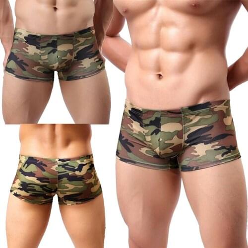 YUFEIDA Men Underwear Boxers Camouflage Low Rise Underpants Mens Underwear Male Boxer Shorts Trunks Penis Pouch Sleepwear