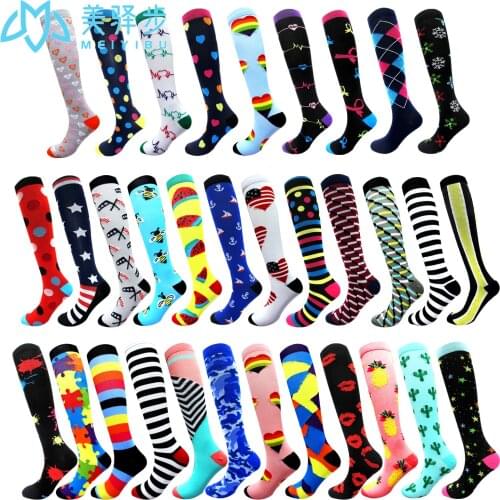 Women Men Compression Socks Knee High ONE Pair Compression Stocking Elastic Sports Socks Novelty Funny Drop Shipping