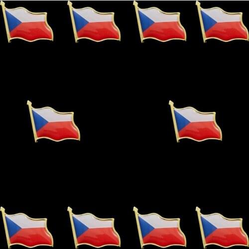 10 Pieces Czech Republic Official Gold Waving Flag Lapel Pins Awareness Brooch Lapel Pin Buttons Accessories