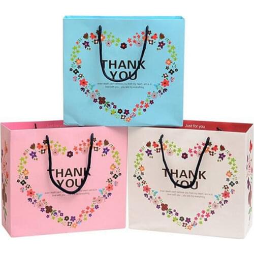 100PCS/LOT "Thank You" Paper Bag/Paper Gift Bag 3 Different Size Color Option Gift Packing