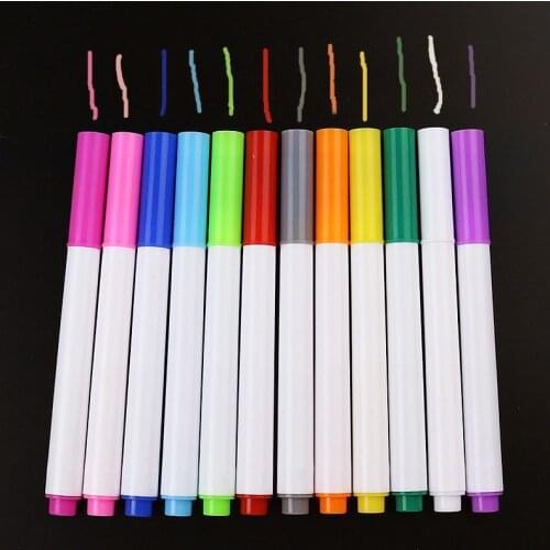 12 Pcs Colors Liquid Chalk Pens For Wall Sticker Kids Room Blackboard Erasable Non-dust Chalk Removable Marker Pen Stationery