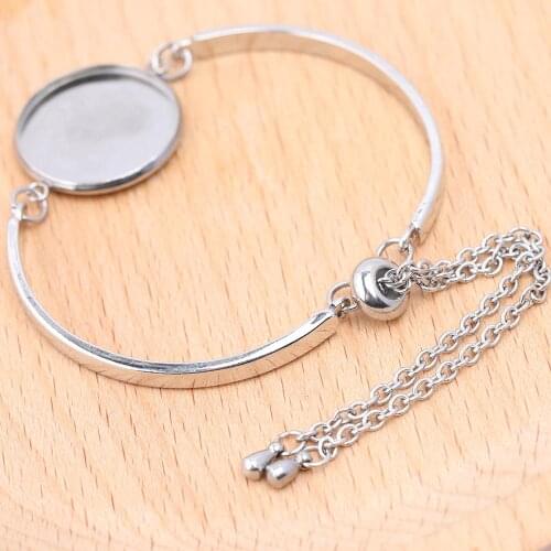 2pcs Fit 20mm 25mm Cameo Cabochon Bracelet Base Setting Trays Diy Cuff Bracelets Making Bezel Blanks For Jewelry Making