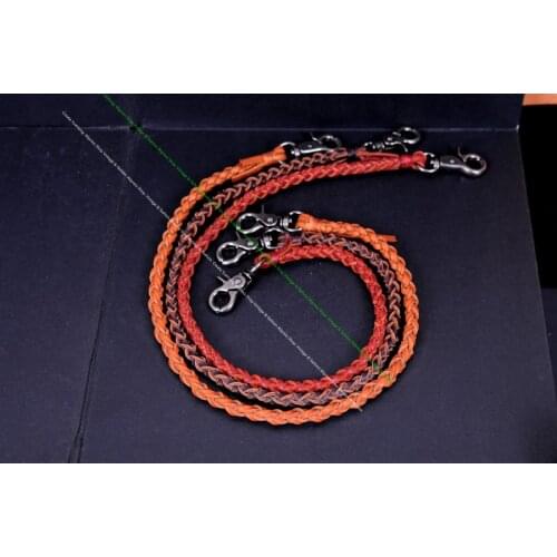 22" Trigger Biker Genuine Leather Handmade Braided Twisted Trucker Key Jeans Wallet Chain