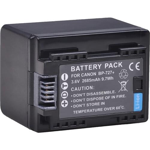 2685mAh BP-727 BP727 Battery for Canon BP 727, BP-718, BP-709, BP-745, VIXIA HF M50, HF M52, HF M500, HF R30, HF R32 Battery