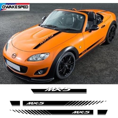 3 pcs/lot Racing Sport Stripes For Mazda MX-5 Car Styling Hood Stiker Door Side Skirt Vinyl Decals Auto Body Decor Accessories