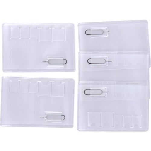 5 Pcs 6 Sim Card Storage Case Box Bag Easy Carry Clear Protector Portable For Sim Memory Card Transparency Universal