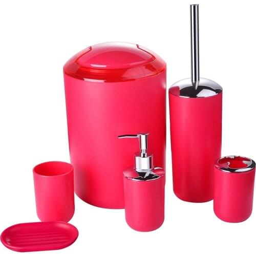 6pcs/set Bathroom Toiletries Practical Plastic Tooth Brushing Holder Mouthwash Cup Soap Box Trash Can Emulsion Bottle