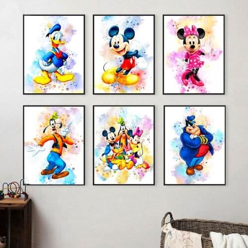 5D DIY Diamond Painting Disney Mickey Mouse and Donald Duck Full Square Diamond Embroidery Cross Stitch Mosaic Home Decoration