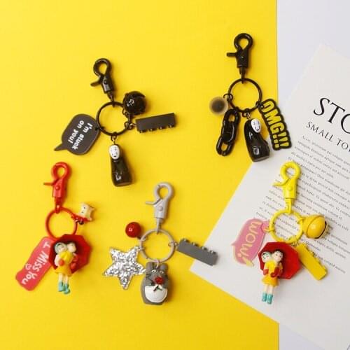 Anime Cartoon Spirited Away Chihiro Keychain For Women Trinket Metal Key Chains Ring Car Bag Pendent Charm Child Toys D321