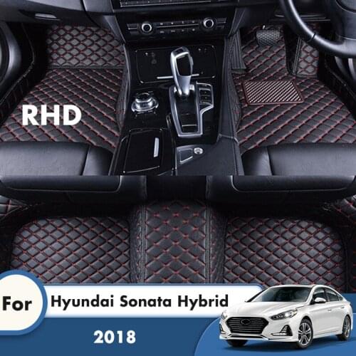 RHD Custom Car Floor Mats For Hyundai Sonata Hybrid 2018 Auto Interiors Accessories Styling Leather Front & Rear Side Foot Pads