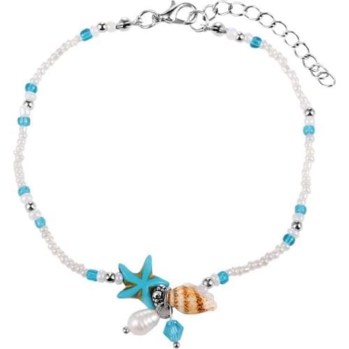 Shell Anklets bracelet For Women Girls Pearl Beach Beads Conch Bohemian Ankle Chain Turtle Foot Ornaments