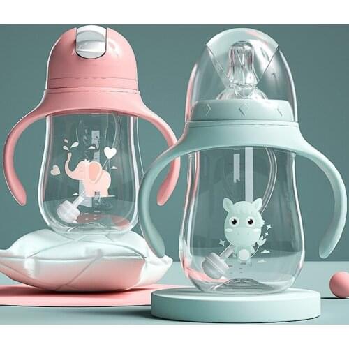 240ML Feeding Bottles for Children PP Drinking Bowl With Straw Baby Feeding Goods Baby Bottle With Nipples Water Bottle BPA Free