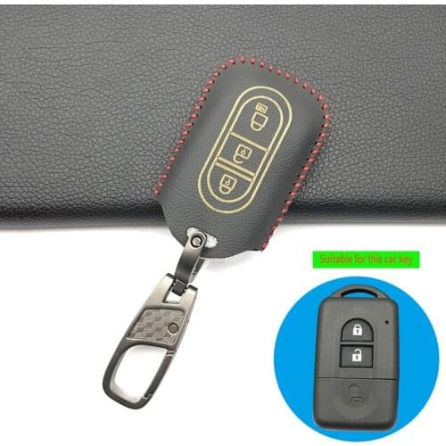 Praise Leather Car Key Fob Shell Cover Case For Nissan Qashqai Micra Juke X-Trail Navara Note Tiida Pathfinder 3 Buttons Remote