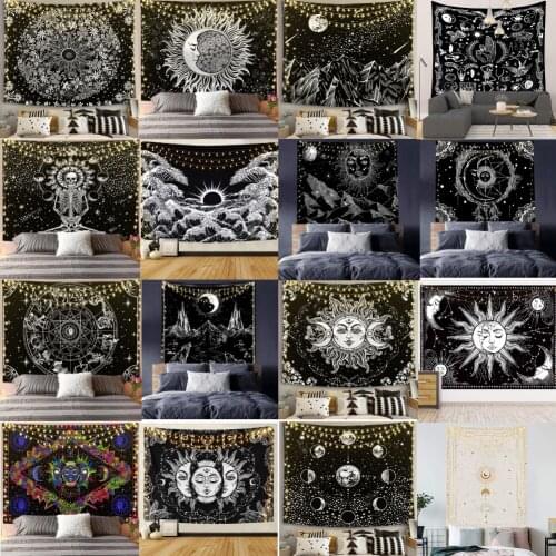 Tapestry Mandala Black And White Printed Wall Hanging Cloth Beach Towel Tapestry Bedroom Decoration Wall Tapestry 150x130cm