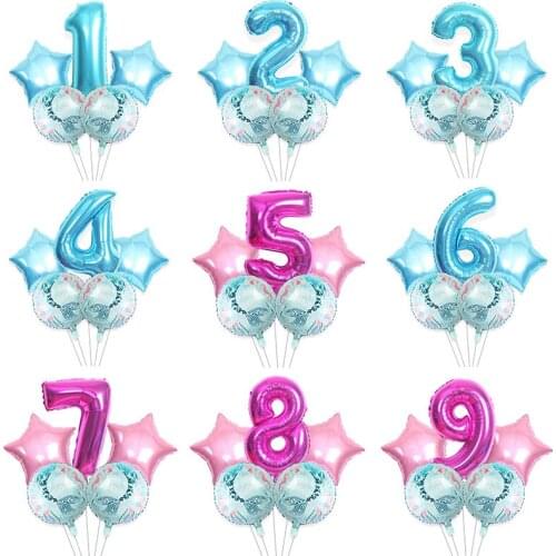 5pcs Digital Star Aluminum Mold Combination Balloon Birthday Adult Wedding Party Decoration Girl Kids Travel Children Toy Gift