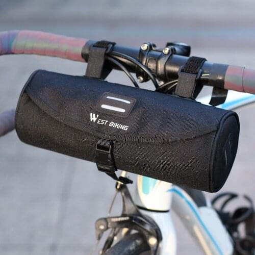 Phone Holder Handlebar Bag Basket WEST BIKING Bicycle Bag 2L Waterproof Front Tube Frame MTB Handlebar Pannier Bag