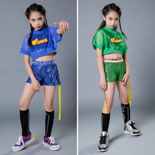 Childrens Sequined Modern dance Tops+Pants Kids Ballroom performance Party Jazz Dancwear Costumes Outfits For Boys and Girls