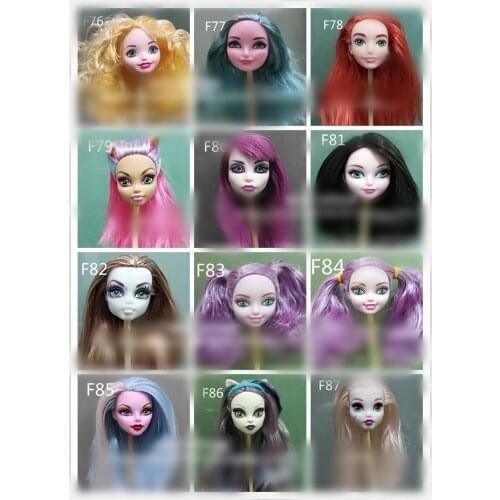 For Monstering High Doll Head Long Coloful Hair Head DIY Dressing Girl Toys Purple White Red Green Hair Head 1/6 Doll Body Part