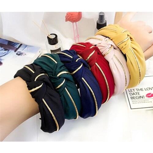Women Bow Cross Hair bands Twist Golden edge Hairbands Scrunchies Headwear hair band hoop Headband dress Women Hair accessories