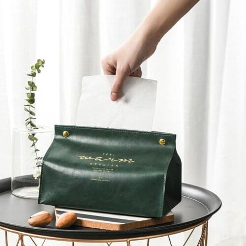 Car Interior Ins Nordic Leather Tissue Box Paper Box Living Room Home Creative Tissue Paper Bag Car Coffee Table Paper Box