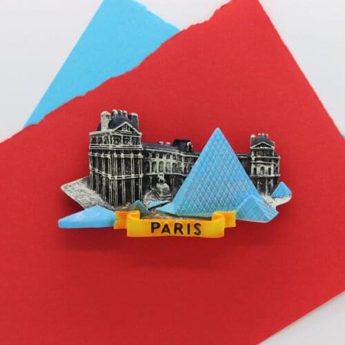 Fridge magnet France louvre souvenir blue stereo culture building kitchen decoration magnetic sticker paper paste resion gift