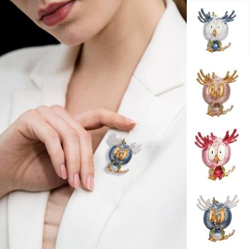 Cute Enamel Bird Brooches Women Alloy Brown Grey Pink Bird Animal Party Casual Brooch Pins Gifts