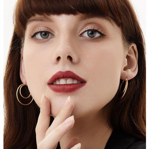 Trendy Big Large Circle Two Layer Brass Hoop Earring Gold Color Copper Round Shape Dangle Fashion Women Jewelry