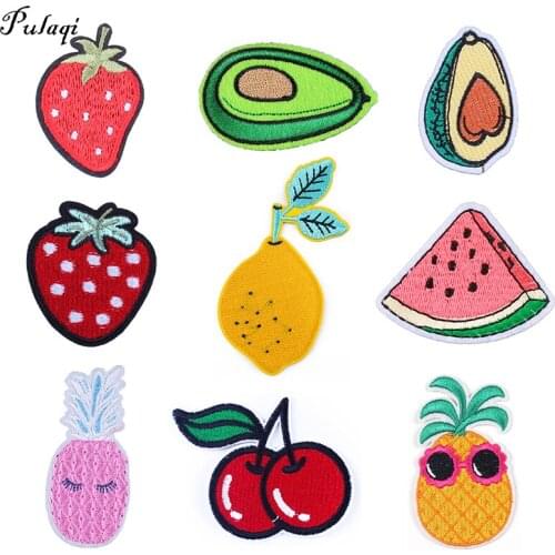 Pulaqi Cartoon Cute Fruits Stripe on Clothes Iron On Embroidered Patches For Clothing Stickers Patch On Backpack Applique Decor