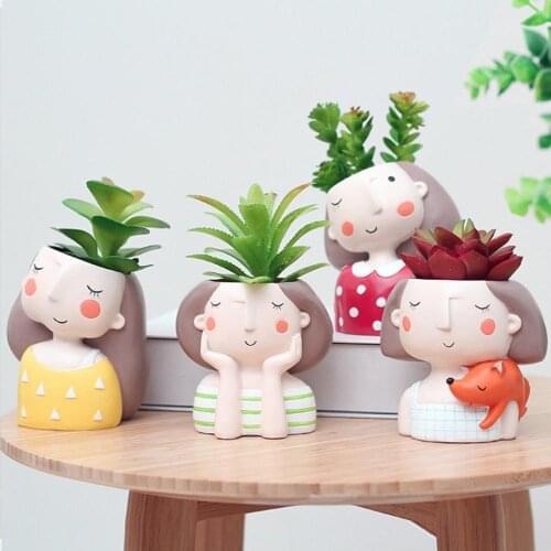 Girl Flower Planter Set European Style Succulent Plants Planter Pot Mini Bonsai Cactus Flower Pot Home Decor Craft Flowerpot
