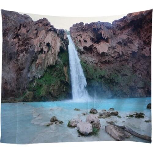 Natural Landscape Forest Falls Woods Waterfall Tapestry Wall Hanging Bed Spread Beach Towel Table Cloth Yoga Mat Large Size