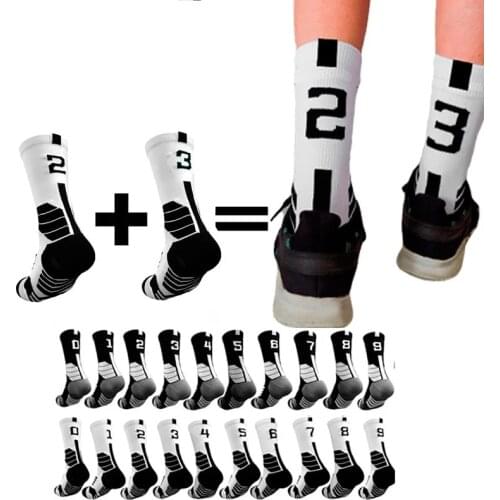 Personalized Free collocation 0-9 number Basketball Socks Thick Sports Socks Men and Women Outdoor Sports Racing Cycling Socks