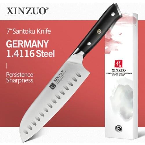 XINZUO 7'' inch Santoku Knife GERMAN 1.4416 Steel High Carbon Kitchen Knife Stainless Steel Chef Knives Cooking Accessory Tools