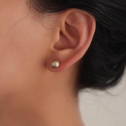 Vintage Matte Convex Ball Stud Earrings for Girls Women Simple Round Post Earring Stylish Mother Girlfriends Jewelry Gift