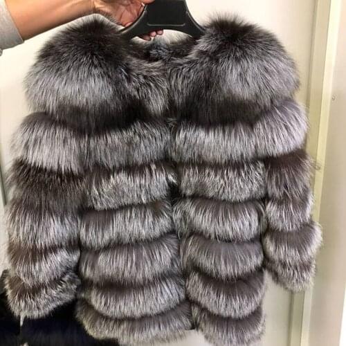 100% Natural Silver Fox Fur Coat Women Warm Jacket 2021 New Fashion Real Fur Jacket Winter Warm Overcoat Free Shipping