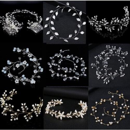 Women Bridal Headband Wedding Hair Jewelry Pearl Crystal Headband Bride Hair Accessories Headband Bridal Tiara Wedding Headband