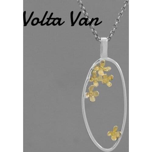 Volta Van Women Pendant Necklaces 925 Sterling Silver Elegant 2021 New Vintage Hollow Fresh Jewelry Concise Silver Necklace