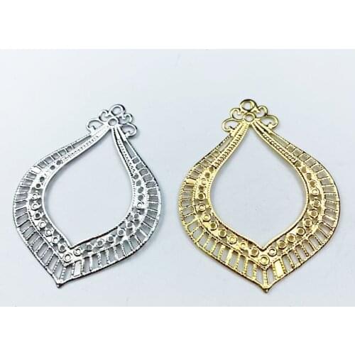 10pcs 48x64mm Gold/Rhodium Plated Tone Filigree Hollow Garland Connectors For Jewelry Making DIY Accessories Pendant