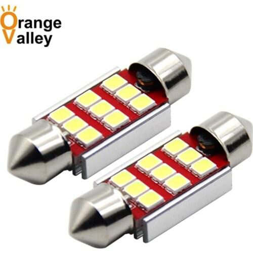 100Pcs c5w led CANBUS 31 36 39 41 mm Festoon C10W 6 led bulb 2835 9 SMD 12V reading lamp car Interior Light White Error Free