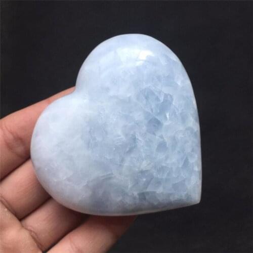 180g Natural Polished Blue Celestite Heart Crystal Love Fossil Specimen