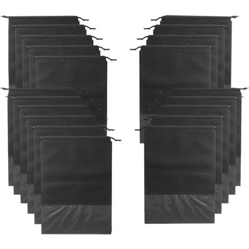 20PCS Travel Shoe Bags Non-Woven Storage With Rope For Men And Women Large Shoes Pouch Packing Organizers, Black